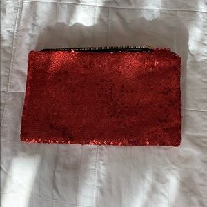 A red glittery handbag